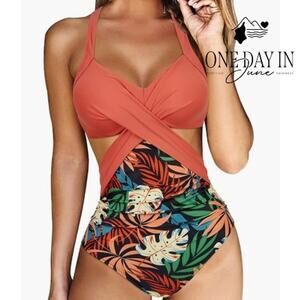 Rxrxcoco Tie Back Cut Out One Piece Swimsuit Size L